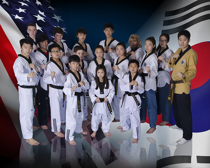 Students training in the dojang